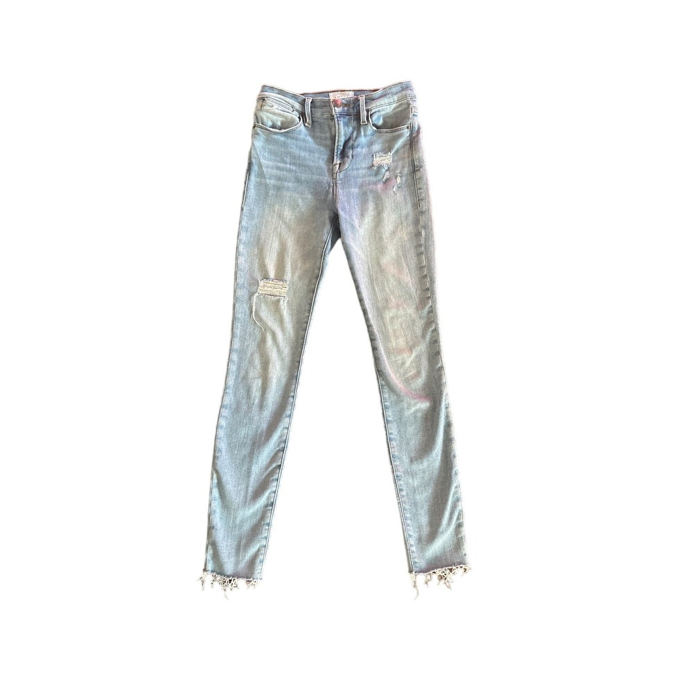 Women 25 FRAME Denim Le High Skinny Jeans Pants Raw Hem Alemany Destruct